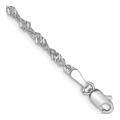 14K White Gold 2mm Singapore Chain Bracelet