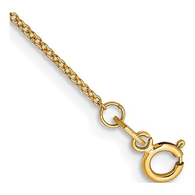 14K Yellow Gold 0.9mm Cable Chain Anklet