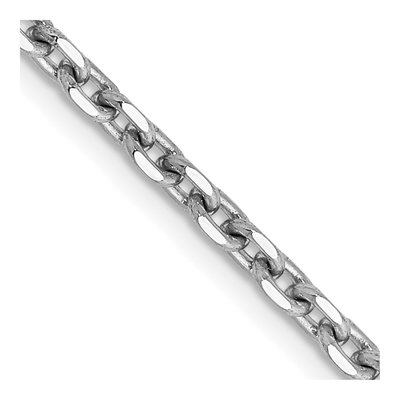 14K White Gold 2.5mm Diamond-Cut Cable Chain