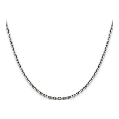 14K White Gold 2.5mm Diamond-Cut Cable Chain – view 3
