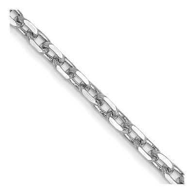 14K White Gold 1.8mm Diamond-Cut Round Open Cable Chain