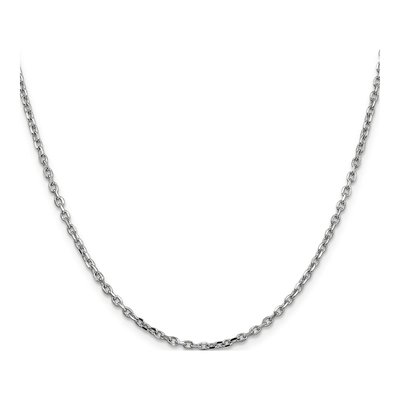 14K White Gold 2.2mm Diamond-Cut Round Open Cable Chain – view 3