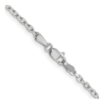 14K White Gold 2.2mm Diamond-Cut Round Open Cable Chain – view 4