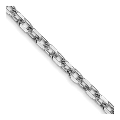 14K White Gold 2.2mm Diamond-Cut Round Open Cable Chain