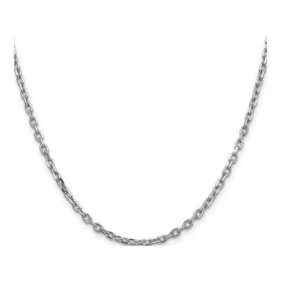 14K White Gold 3mm Diamond-Cut Round Open Cable Chain – view 3