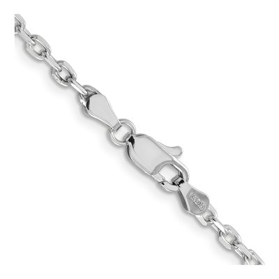 14K White Gold 3mm Diamond-Cut Round Open Cable Chain – view 4