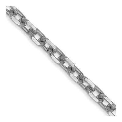 14K White Gold 3mm Diamond-Cut Round Open Cable Chain