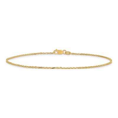 14K Yellow Gold 1.4mm Diamond-Cut Round Open Cable Chain Anklet – view 3