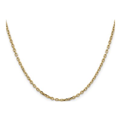 14K Yellow Gold 2.2mm Diamond-Cut Round Open Cable Chain – view 3