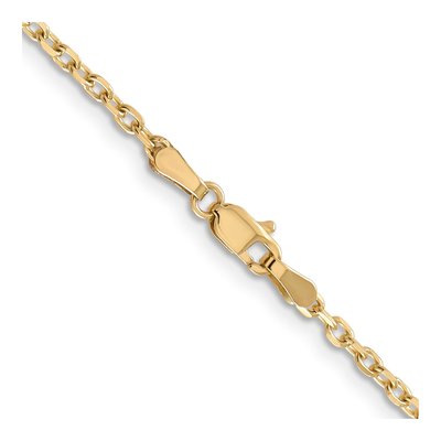 14K Yellow Gold 2.2mm Diamond-Cut Round Open Cable Chain – view 4