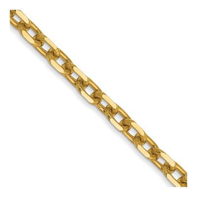 14K Yellow Gold 3mm Diamond-Cut Round Open Cable Chain