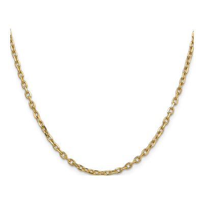 14K Yellow Gold 3mm Diamond-Cut Round Open Cable Chain – view 3