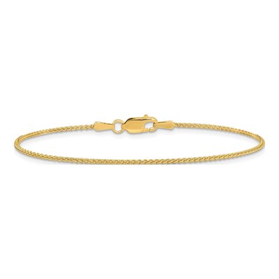 14K Yellow Gold 1.25mm Wheat Chain Anklet – view 4