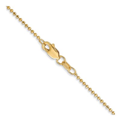14K Yellow Gold 1.2mm Diamond-Cut Beaded Chain – view 5