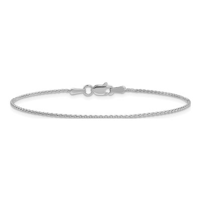 14K White Gold 1.2mm Parisian Wheat Chain Bracelet – view 4