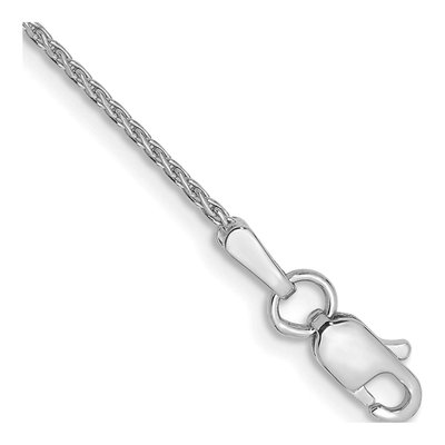 14K White Gold 1mm Diamond-Cut Wheat Chain Anklet