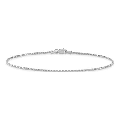 14K White Gold 1.5mm Diamond-Cut Wheat Chain Anklet – view 3