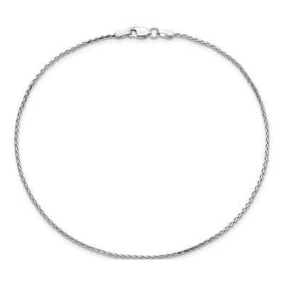 14K White Gold 1.5mm Diamond-Cut Wheat Chain Anklet – view 4