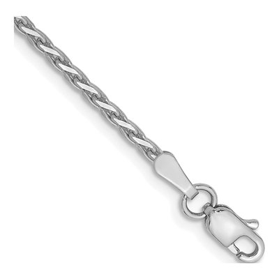 14K White Gold 1.6mm Diamond-Cut Wheat Chain Bracelet