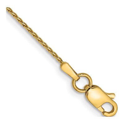 14K Yellow Gold 0.8mm Diamond-Cut Wheat Chain Anklet