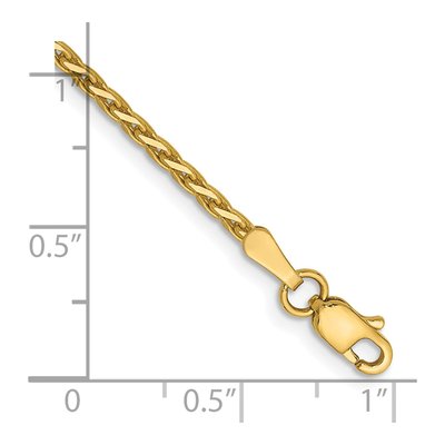 14K Yellow Gold 1.9mm Diamond-Cut Wheat Chain Bracelet – view 3