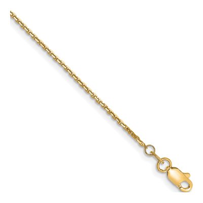 14K Yellow Gold 1.2mm Diamond-Cut Cable Chain Anklet