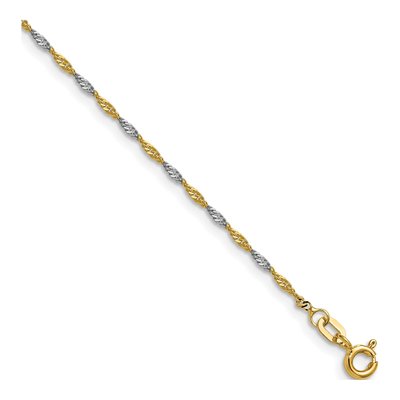 14K Yellow Gold 1.4mm Singapore Chain Bracelet