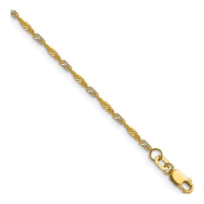 14K Yellow Gold 1.65mm Singapore Chain Anklet