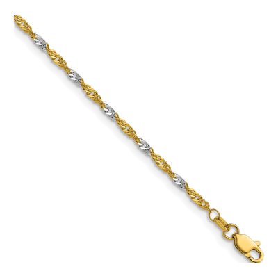 14K Yellow Gold 1.9mm Singapore Chain Bracelet
