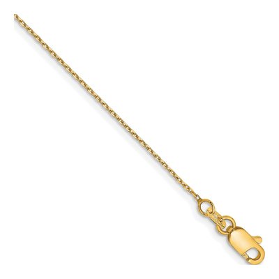 14K Yellow Gold 0.8mm Diamond-Cut Cable Forzantine Chain Anklet