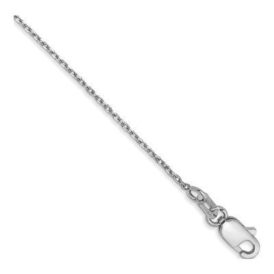 14K White Gold 1mm Diamond-Cut Forzantine Chain Anklet