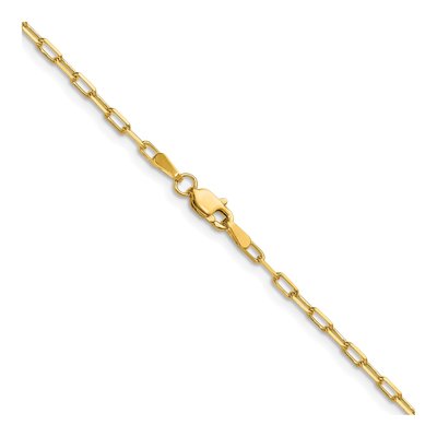 14K Yellow Gold 2.1mm Beveled Paperclip Chain – view 4
