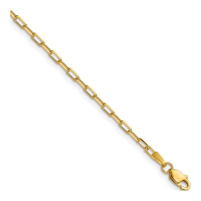 14K Yellow Gold 2.1mm Beveled Paperclip Chain