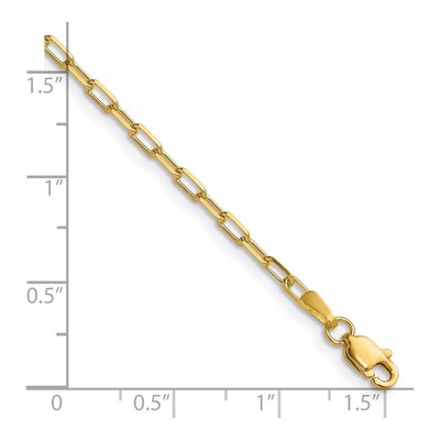 14K Yellow Gold 2.1mm Beveled Paperclip Chain Bracelet – view 3