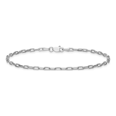 14K White Gold 2.1mm Beveled Paperclip Chain Bracelet – view 4
