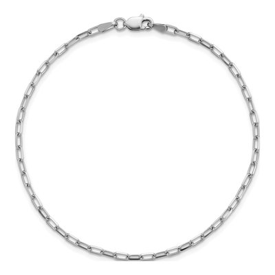 14K White Gold 2.1mm Beveled Paperclip Chain Bracelet – view 5