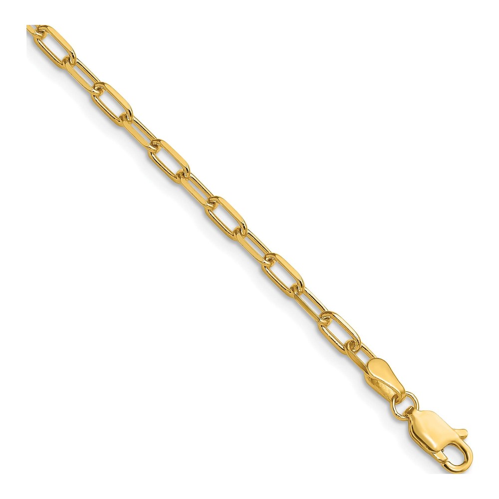 14K 18 Inch 3.0mm Solid Beveled Paperclip Chain Necklace with Lobster Clasp