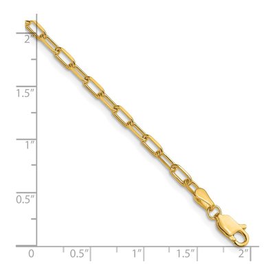 14K Yellow Gold 3mm Beveled Paperclip Chain Bracelet – view 2