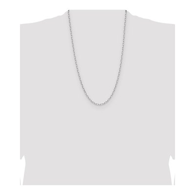 14K White Gold 3mm Beveled Paperclip Chain – view 5