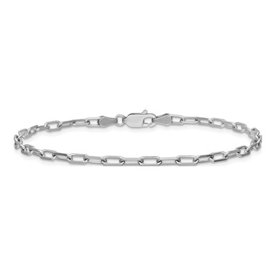 14K White Gold 3mm Beveled Paperclip Chain Bracelet – view 4