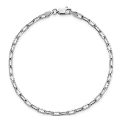 14K White Gold 3mm Beveled Paperclip Chain Bracelet – view 5