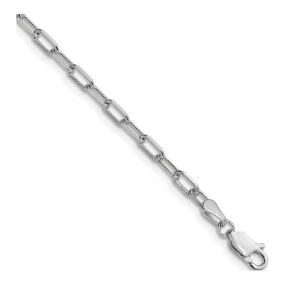 14K White Gold 3mm Beveled Paperclip Chain Bracelet