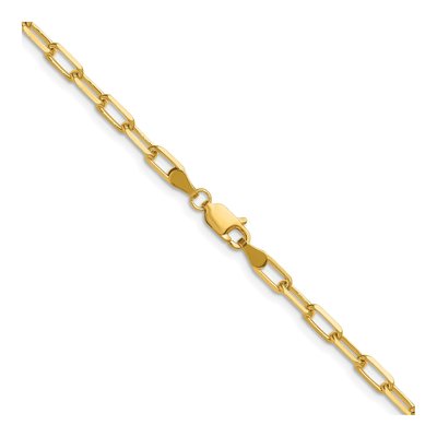 14K Yellow Gold 3.43mm Beveled Paperclip Chain – view 3