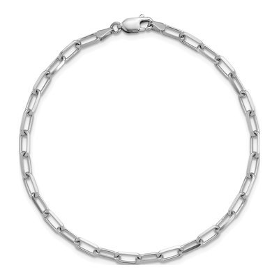 14K White Gold 3.43mm Beveled Paperclip Chain Bracelet – view 5