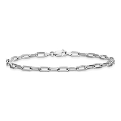 14K White Gold 3.43mm Beveled Paperclip Chain Bracelet – view 4