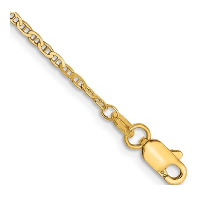 14K Yellow Gold 1.5mm Flat Anchor Chain Anklet