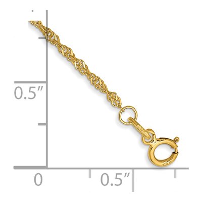 14K Yellow Gold 1.4mm Singapore Chain Anklet – view 2