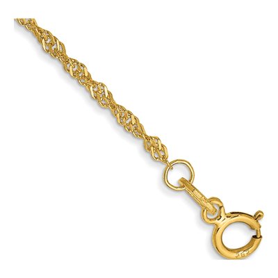 14K Yellow Gold 1.4mm Singapore Chain Bracelet
