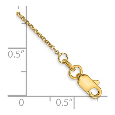 14K Yellow Gold 1mm Round Open Cable Chain Anklet – view 3