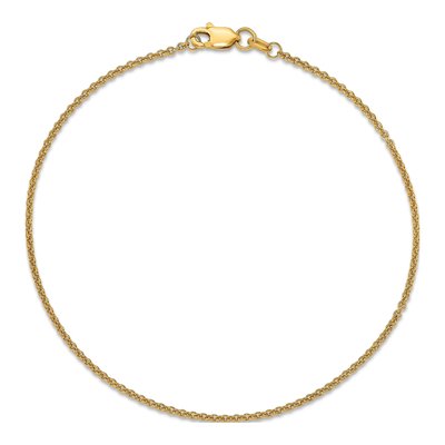 14K Yellow Gold 1.4mm Round Open Cable Chain Anklet – view 4
